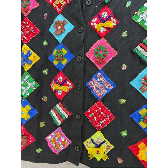 Jack B Quick Womens Multicolor Embroidered Cardigan Blouse Top Size Medium - Picture 2 of 8